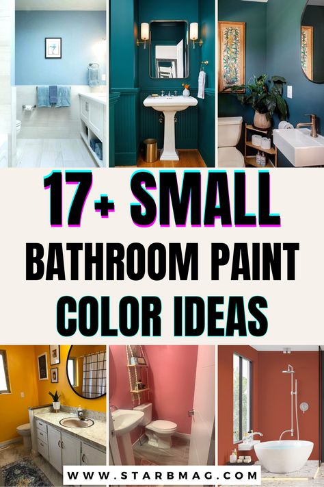 Get inspired by this collection of small bathroom paint color ideas that will give your bathroom a fresh new look. From crisp whites to moody hues, these small bathroom paint color ideas can help you find just the right shade to enhance your space. Bathroom Colors To Make It Look Bigger, Best Paint For Small Bathroom, Colorful Bathroom Remodel, Bathroom Wall Colors With White Cabinets, Bathroom Without Windows Paint Colors, Bathroom Paint Ideas For Small Bathrooms, Small Bathroom Wall Color, Tiny Bathroom Paint Ideas, Small Bathroom Inspiration Paint Colors Master Bath