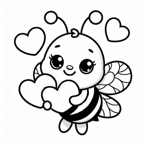 Love Bug Valentine, Bug Garden, Garden Svg, Bee Coloring Pages, Holding Heart, Idee Cricut, Easy Drawings For Kids, Animal Svg, Love Bug