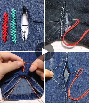 Sewing Repairs, Denim Sewing, Denim Hacks, Clothing Tips, Diy Techniques, Simple Crafts, Fashion Sewing Tutorials, Repair Clothes, Diy Sewing Pattern