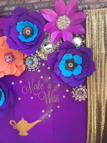 Night Themed Party, Arabian Theme Party, Flower Paper Craft, Arabian Party, Arabian Theme, Aladdin Birthday Party, Arabian Nights Theme, Princess Jasmine Birthday Party, Arabian Nights Party