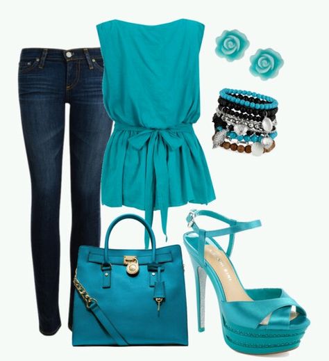 Love the color Turquoise Top Outfit, Smart Outfits, Du Plessis, Turquoise Top, Casual Chique, Moda Chic, Smart Outfit, Image Consultant, Top Outfit