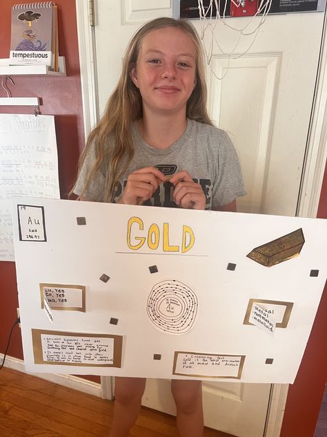 Abrianna is what we call a "Golden Child" at Next Level Homeschool. Why? Because she chose GOLD as her element for our Chemistry: The WHY Behind the WOW class! Check out her shining presentation poster! For more information about this class, go to https://nextlevelhomeschool.com/courses/chemistry-why-behind-the-wow/ Presentation Poster, Gold Element, Golden Child, The Gold, Wow Products, Next Level, Chemistry, Presentation, Gold