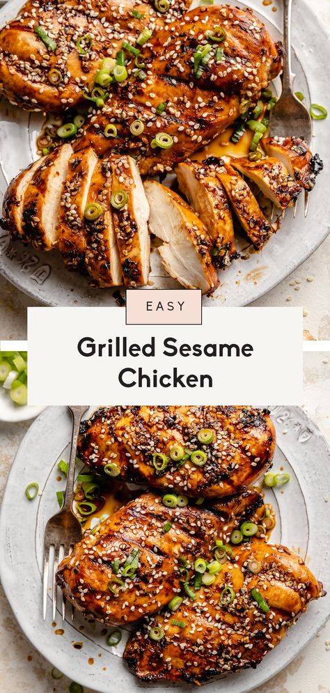 Sesame Ginger Chicken, Asian Marinade For Chicken, Grilled Chicken Marinade, Sesame Chicken Recipe, Sesame Ginger, Ginger Chicken, Chicken Marinade, Grain Bowl, Sesame Chicken