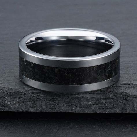 Wedding Rings Black, Mens Wedding Rings Black, Wedding Ring Womens, Black Obsidian Ring, Mens Wedding Bands Black, Mens Wedding Ring, Obsidian Ring, Cute Engagement Rings, Tungsten Carbide Wedding Bands