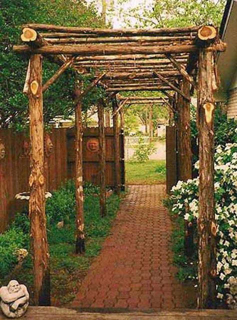 25 Beautifully Inspiring DIY Backyard Pergola Designs For Outdoor Enterntaining usefuldiyproject pergola design (23) Pergola Trellis, Cedar Arbor, Kebun Herbal, Taman Diy, Pergola Diy, Jardim Diy, Trellis Ideas, Brick Walkway, Pergola Ideas