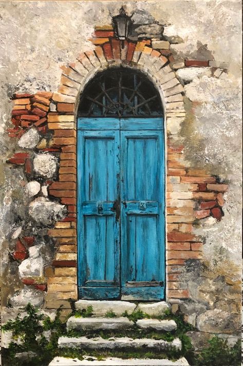 Doors Aesthetic, Beautiful Doors Italy, Front Doors Ideas, Colorful Canvas Art, Building Painting, Watercolor Architecture, Architecture Drawing Art, Architecture Painting, 수채화 그림