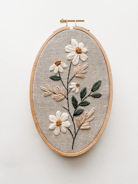 Daisy Sprig PDF Embroidery Pattern – threadunraveled Oval Flower Embroidery, Free Daisy Embroidery Pattern, Oval Embroidery Pattern, Flower Bunch Embroidery, Embroidery Flowers Pattern Templates, Embroidery On Crochet, Chrysanthemum Embroidery, Embroidery Calligraphy, Daisy Flower Embroidery