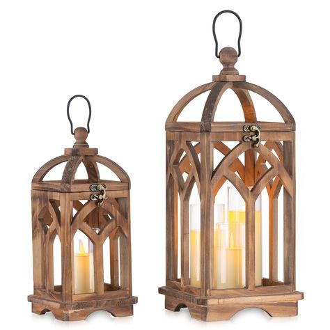 PRICES MAY VARY. Organic & Handmade: beautiful wood texture and distressed surface treated, wood candle lantern decorative for rustic, farmhouse, or shabby chic home decor Farmhous Design Decor : Original design decorative candle lantern, brown wood frame with vintage metal elements , add shabby touch to your space, good combination of metallic and wood tones Versatile Uses : the shabby lantern is a good decorative piece for your daily living room fireplace mantel, shelf decor, festive table cen Lantern Wedding Centerpieces, Decoration Wedding Table, Wood Candle Lantern, Rustic Wood Candle Holders, Farmhouse Candle, Lantern Centerpiece Wedding, Wood Candle Holder, Farmhouse Candles, Shabby Chic Home Decor