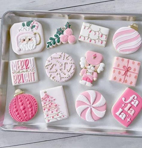 Triangle Christmas Cookies, Christmas Birthday Cookies Decorated, Pink Christmas Tree Cookies, Pastel Christmas Sugar Cookies, Girly Christmas Cookies, Pink Christmas Sugar Cookies, Pastel Christmas Cookies Decorated, Pink Christmas Cookies Decorated, Pink Christmas Treats