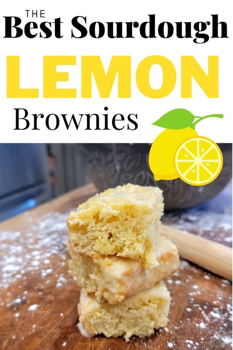 These sourdough discard lemon brownies are the definition of refreshing pucker sour meets sweet flavor. Brownies don’t always have to be chocolatey to be fudgy! These are sure to be a delicious treat that your guests and family will absolutely obsess over all year round. Sourdough Lemon Bars, Sourdough Desserts, Sourdough Lemon, Recipe With Lemon, Lemon Brownies, Sourdough Starter Discard Recipe, Discard Recipes, Lemon Glaze, Sour Dough