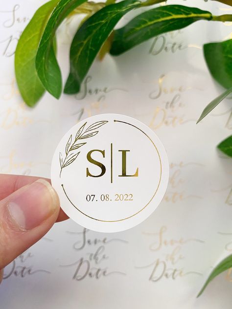 Custom gold foil wedding stickers: minimalist, modern, chic. #weddingstickers #weddinginvitations . #Minimal_Save_The_Date #Date_Stickers #Foil_Save_The_Dates #Stickers_Wedding Custom Hard Hats, Foil Save The Dates, Stickers Wedding, Gold Foil Wedding, Wedding Initials, Wedding Stickers, Thank You Stickers, Personalized Stickers, Personalised Box