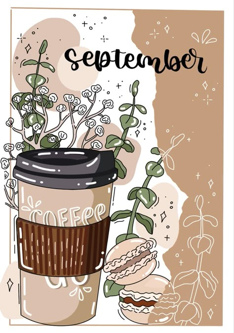 September Aesthetic Drawing, Coffee Bullet Journal, September Coffee, Kalender Design, Bullet Journal Key, Desain Buklet, Bullet Journal Paper, Bulletin Journal Ideas, Bullet Planner