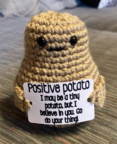 I Was Today Years Old When I Learned About ‘Positive Potatoes’ And Now I Want To Crochet Them All … | KnitHacker Potato Crochet Pattern, Positive Potato Crochet, Potato Crochet, Positive Potato, Happy Potato, Crochet Quotes, Crochet Quote, I Love This Yarn, Crochet Pattern Amigurumi