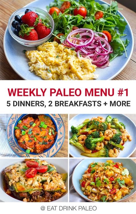 Your Weekly Paleo Menu #1 Starting Paleo Diet, Paleo Menu, Paleo Plan, Paleo Meal Prep, Paleo Salads, Paleo Diet Plan, Paleo Meal Plan, Diner Recept, Post Workout Food