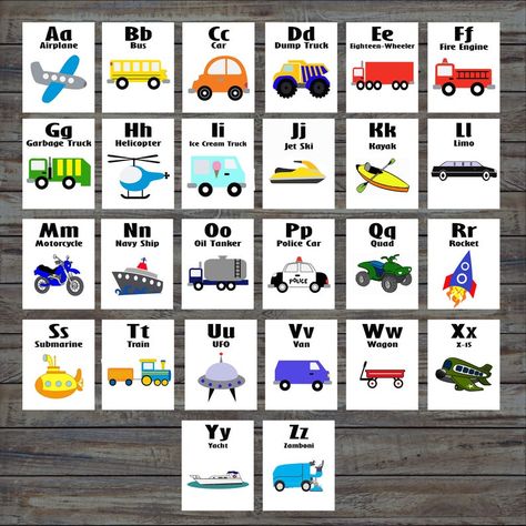 Flashcards Ideas, Transportation Alphabet, Japanese Flash, Alphabet Wall Cards, Toy Donation, Baby Flash Cards, Nursery Alphabet, Alphabet Flash Cards, Cool Toys For Girls