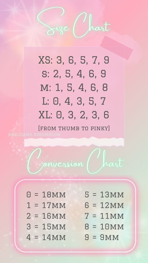 Easy chart for sizing your natural nails for press on nails and converting your measurments to nail sizes Press On Nails Standard Size, Sizing Press On Nails, Press On Nails Size Guide, Press On Nail Sizes Chart, Press One Nails, How To Measure Your Nails For Press Ons, Press On Nail Measurement Chart, Simple Press On Nail Ideas, Press On Nails Measurements Chart