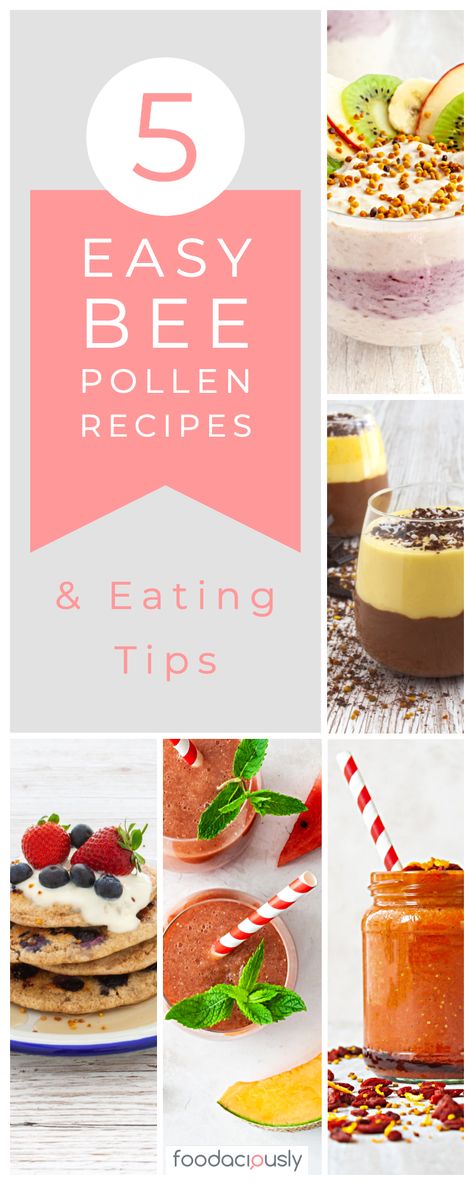 With our eating tips and selected bee pollen recipes, it'll be so easy for you to add this superfood to your daily diet to boost energy and vitality. Uses For Bee Pollen, Recipes With Bee Pollen, How To Eat Bee Pollen, How To Use Bee Pollen, Bee Pollen How To Eat, Bee Pollen Recipes, Pollen Recipes, Bee Pollen Smoothie, Honey Bee Pollen