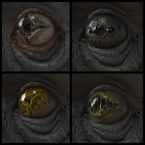 Exploring  alien/creature eye types.  Fairly quick sculpts in Zbrush, polypaint for texturing. Monster Texture, Eye Types, Alien Artwork, Lovecraftian Horror, Monster Eyes, Alien Concept, Alien Design, Cosmic Horror, 다크 판타지