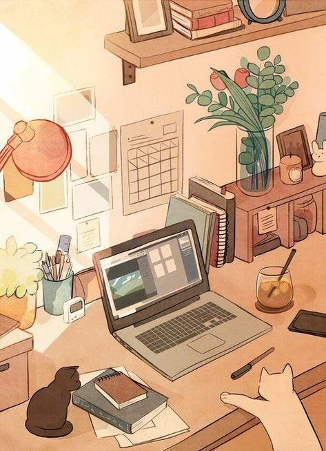 Laptop, Computer, Desk, Wallpapers, Twitter, Flowers, Anime