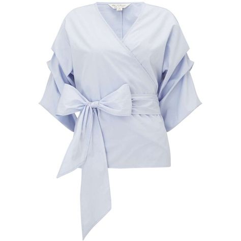 Miss Selfridge Blue Puff Sleeve Wrap Blouse (180 BRL) ❤ liked on Polyvore featuring tops, blouses, blue, puffy sleeve blouse, blue wrap blouse, cotton wrap top, sleeve blouse and puffed sleeve top Blue Puff Sleeve Top, Puffed Sleeve Top, Puffy Sleeve Top, Blouse Cotton, Puff Sleeve Blouse, Wrap Blouse, Puff Sleeve Top, Cotton Blouses, Wrap Top