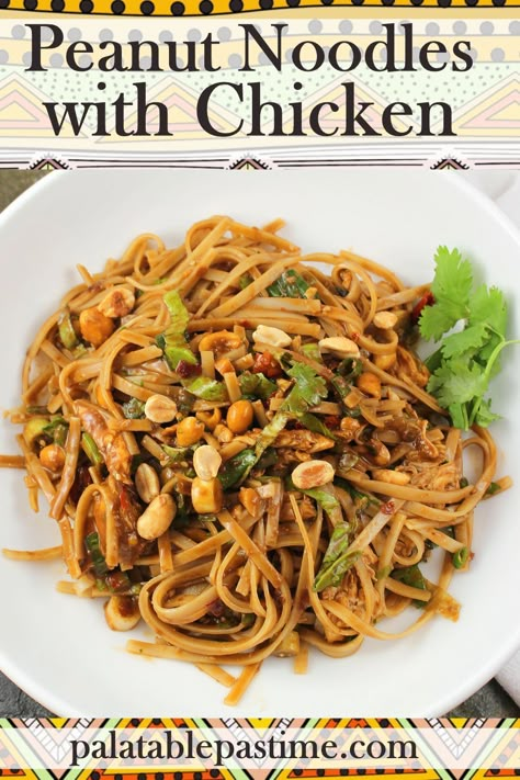 Thai Peanut Noodles With Chicken, Peanut Noodle Bowl, Chicken Peanut Noodles, Peanut Noodles With Chicken, Chicken With Peanut Sauce, Low Fodmap Recipes Dinner, Noodles With Chicken, Curry Seasoning, Flexitarian Recipes