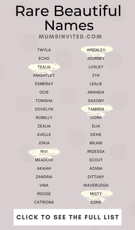 This is the only unique, rare beautiful names list you'll ever need. Parents who want their baby girl's name to stand out will love this. Take a look at this list of 350 trendy, flower, modern and unique color girl names, right now! These are unique girl names with meanings. cute girl names. Modern girl names. Trendy girl names. Girl names. Strong Baby Girl Names. Unusual Girl Names. List Of Girls Names. Sweet Baby Names, Girl Names With Meaning. Beautiful rare names! Female Baby Names Unique, Rare Unique Names, Color Baby Names, Unique Name For Girls, Girl Names Unique Rare With Meaning, Unique Girl Names List, Rare Names For Girls Unique, Feminine Names Aesthetic, Unique Names Girl