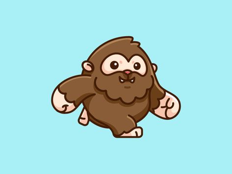 Bigfoot by Alfrey Davilla | vaneltia on Dribbble Bigfoot Illustration Cartoon, Bigfoot Doodle, Cute Cryptids, Bigfoot Cartoon, Alfrey Davilla, Animal Logo Design Inspiration, Bigfoot Drawing, Bigfoot Illustration, Animals Logo