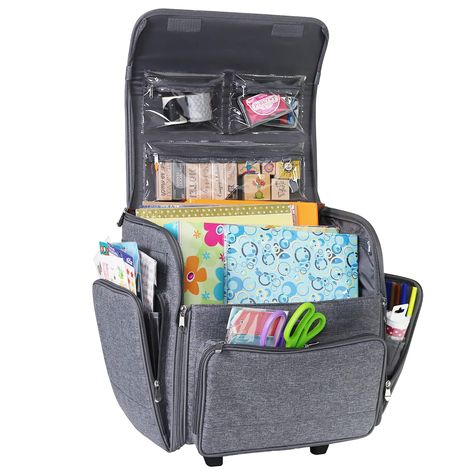 Rolling Craft Cart, Rolling Tote Bag, Craft Cart, Storage Box On Wheels, Rolling Tote, Craft Storage Organization, Scrapbook Storage, Rolling Bag, Teacher Bags