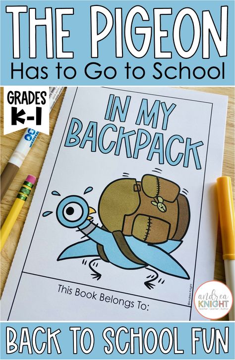 The Pigeon has to go to school, but he's dreading it big time. "What if I don't like school?" "What if there is math?" And, "What's up with those heavy backpacks?" There's a little bit of Pigeon in each of us, especially when it comes to the first day of school. Add THE PIGEON HAS TO GO TO SCHOOL to your back to school read-aloud list. It'll make the students laugh and by the end of the story they'll be ready to take on the new school year! Come grab some fun ideas to follow the book...let's go! The Pigeon Has To Go To School Activity Preschool, Pigeon Goes To School Activities Kindergarten, Back To School Storytime, Pigeon Goes To School Craft, The Pigeon Has To Go To School Activities, Back To School Literacy Activities, Books With Activities Preschool, Butterflies On The First Day Of School, Back To School Language Activities