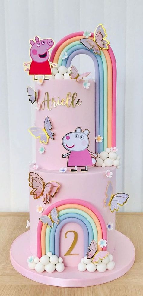 Birthday Cake 3 Yrs Old Girl, Cake Peppa Pig Birthday, Peppa Pig Cake Birthday, Birthday Cake 4th Girl, Peppa Pig Cake Ideas 3rd Birthday, Peppa Pig Rainbow Cake, Cake Designs Birthday Kids Girl, 3rd Birthday Cake For Girl, 4th Birthday Cake Girl