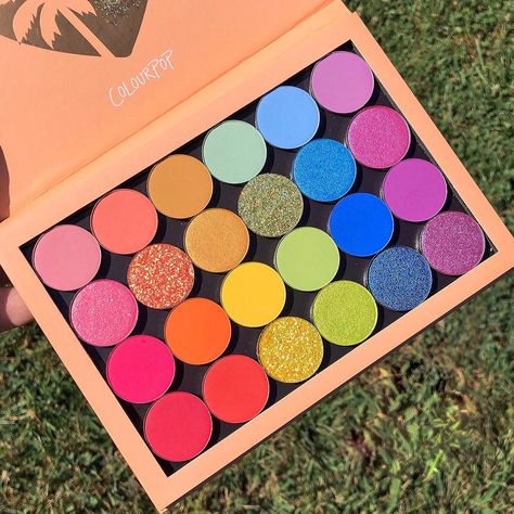 Colourpop She's a Rainbow Palette | Rainbow Collection Eyeshadow #eyeshadowpalette Colourpop Rainbow Palette, Colorful Makeup Palette, Rainbow Makeup Palette, Cool Makeup Pallets, Colorful Eyeshadow Pallets, Colorpop Eyeshadow Pallets, Cute Eyeshadow Pallets, Colorpop Makeup Products, Rainbow Eyeshadow Palette