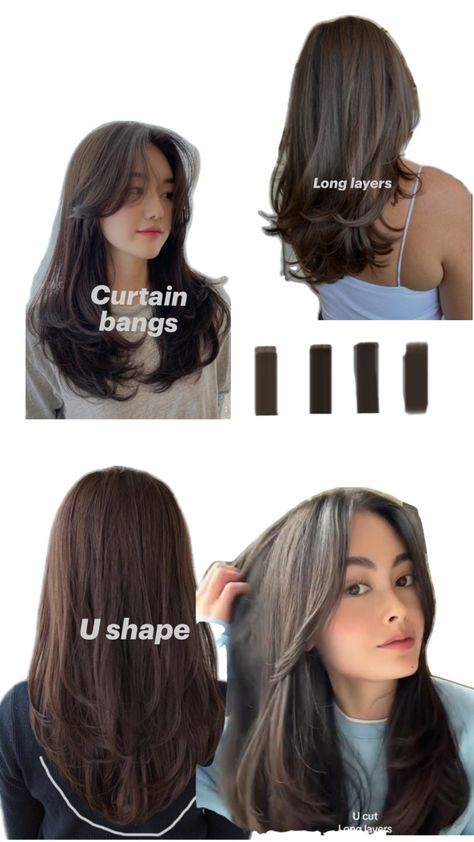 Two Layer Haircut Long, Haircuts For Flat Faces, Business Proposal Hair, Haircuts For Thick Hair Round Face, Aesthetic Medium Haircut, Middle Part Hairstyles For Long Hair, Asian Bangs Haircut, Hairstyles Based On Face Shape, Hair Cuts Long Hair 2023