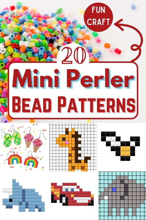 Perler Bead Tiny Patterns, Cute Hama Bead Ideas Small, Mini Melty Beads Patterns, Fuse Bead Patterns Small And Easy, Bead Mania Ideas, Pearler Beads Easy Small, Mini Perler Bead Patterns Easy, Perler Bead Keychain Pattern, Mini Perler Bead Patterns Cute