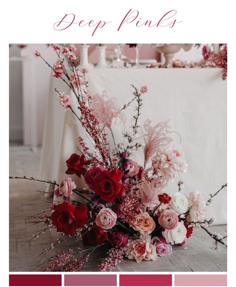 Magenta Color Palette, Magenta Wedding, Wedding Design Inspiration, Red Wedding Theme, February Wedding, Pink Wedding Theme, Pantone Color Of The Year, Viva Magenta, Magenta Color