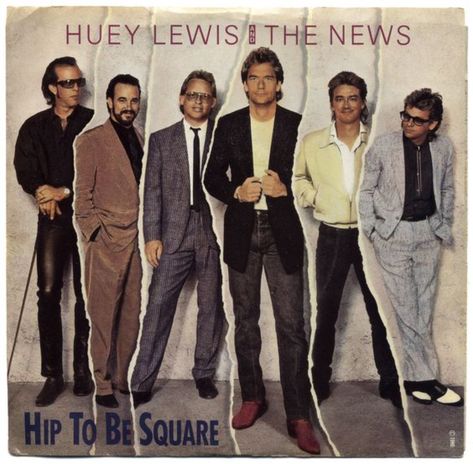 December 13, 1986: Huey Lewis & the News peaked at 3 with "Hip To Be Square" "Hip to Be Square" is a song by Huey Lewis and the News, written by Bill Gibson, Sean Hopper, and Huey Lewis, and released in 1986 as the second single from the multi-platinum album, Fore!. Huey Lewis And The News, Dj Record, Huey Lewis, Hip To Be Square, Dance Remix, Pop Hits, Country Rock, Square Dancing, I'm With The Band