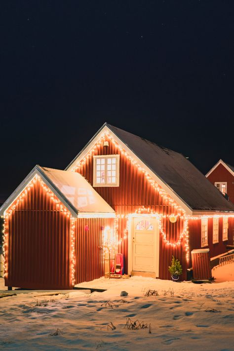 Christmas In Greenland, Greenland Travel, December Nights, Christmas House, City Break, Flower Wall, Small Towns, Christmas Lights, Norway