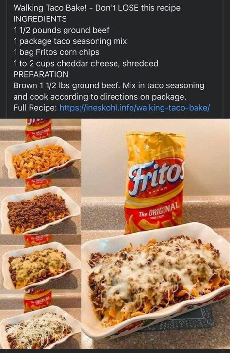 Walking Taco Bake, Cheesy Baked Potatoes, Walking Taco, Easy Ground Beef Recipes, Easy Ground Beef, Taco Bake, Simple Healthy Dinner Recipes, Cheap Dinner Recipes, Ground Beef Recipes For Dinner