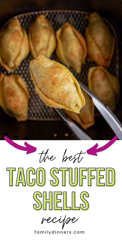 Air Fryer Taco Stuffed Pasta Shells Airfryer Meals, Easy Airfryer, Stuffed Pasta, Shells Recipe, Air Fryer Recipe, Air Fryer Oven Recipes, Pasta Shells, Air Fry Recipes, Meals Easy