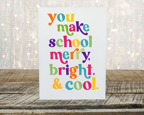 Principal Appreciation Gifts, Teacher Assistant Gifts, Christmas Card For Teacher, Principal Appreciation, Teacher Holiday Gifts, Principal Gifts, Meaningful Christmas, Lettering Ideas, Make School