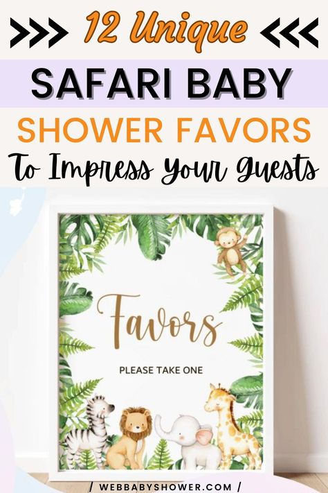 Are you planning a safari themed baby shower? Make your celebration unforgettable with our list of unique 12 safari baby shower favors that will wow your guests and create lasting memories. From cute animal-inspired gifts to fun games, these favors are perfect for your next party. Jungle Animal Baby Shower Theme, Safari Baby Shower Favors, Baby Shower Favor Ideas, Summer Baby Shower Themes, Creative Baby Shower Themes, Safari Baby Shower Boy, Baby Shower Favours For Guests, Baby Shower Gifts For Guests, Jungle Safari Baby Shower