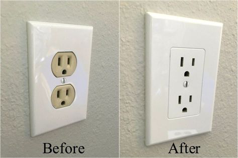 Do you have outlet covers that are the outdated almond color? When you’re SO over your boring outlets, this might be the most inexpensive way to dramatically transform them! This is SO simple! Condo Renovation, Easy Home Improvement Projects, House Flipping, Electrical Outlet Covers, Easy Home Improvement, 1970s Home, Diy Playbook, House Updates, Builder Grade