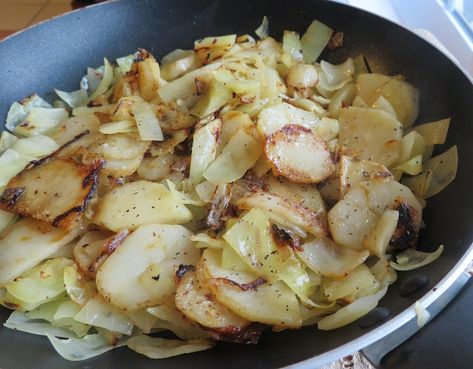 Fried Cabbage and Potatoes Fried Cabbage And Potatoes, Cooked Cabbage Recipes, Fried Cabbage Recipes, Steamed Cabbage, Cabbage And Potatoes, The English Kitchen, Cabbage Casserole, Cooked Cabbage, English Kitchen