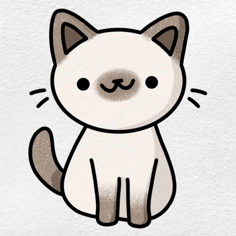 Cat Easy Sketch, Simple Drawing Ideas Aesthetic, Cat Easy Drawing, Cute Cat Drawing Easy, Easy Cat Drawing, Cats Drawings, Cat Simple, Cat Draw, Easy Pictures