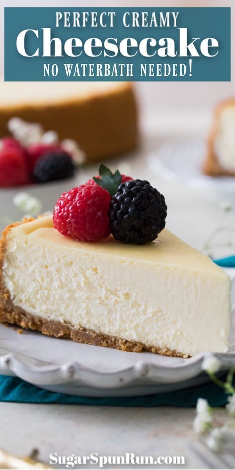 Cheesecake No Water Bath, Cheesecake Recipes Easy No Bake, Cheesecake Recipes New York, Recipe For Cheesecake, Cheesecake Philadelphia, Cheesecake Recipes Easy Homemade, Cheesecake Recipes Easy, Easy No Bake Cheesecake, Cheesecake Recipes Classic