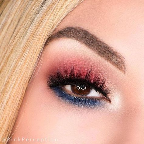 Patriotic Makeup, Red Eyeshadow Look, July Makeup, 4th Of July Makeup, Make Up Kits, Usa Makeup, Holiday Makeup Looks, Bridal Eye Makeup, Dramatic Eye Makeup