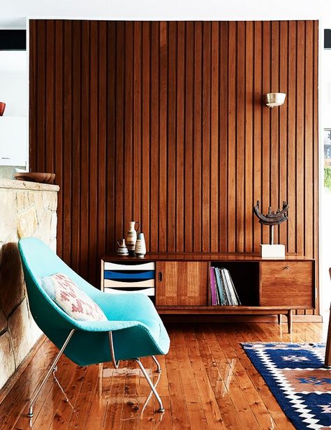 Is Midcentury Modernism Over? via @mydomaine Cedar Walls, Bio Organic, Mid Century Modern Interiors, Wood Panel Walls, The Design Files, Mid Century House, Mid Century Modern Design, Interior Furniture, Mid Century Design