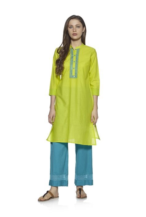 Zudio Lime Green Pure Cotton Kurta - | 299.00 Cotton Kurta, Trendy Clothes, Clothing Brands, Punjabi Suits, Kurta Designs, 1 Place, Fashion Website, Clothes And Accessories, Trendy Fashion Women