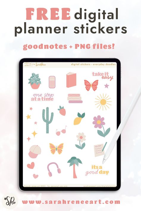 Spring Digital Planner Stickers, Cute Stickers For Digital Planner, Sticker For Digital Planner, Digital Planner Fonts, Pre Cropped Digital Stickers Free, Spring Digital Stickers, Cute Digital Stickers Free, Stickers For Good Notes Free, Sticker Theme Ideas