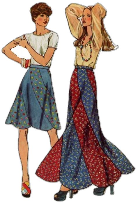 Swirl Skirt, Ephemera Printables, Vintage Clothes Patterns, Melly Sews, 70s Skirt, Sewing Vintage, Retro Sewing Patterns, Mode Hippie, 70s Inspired Fashion