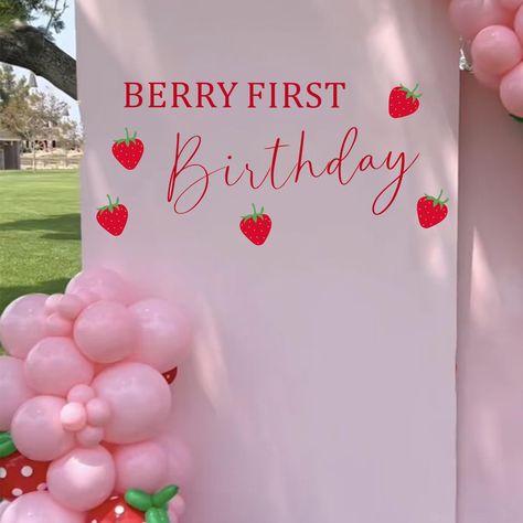 PRICES MAY VARY. 🍓BERRY ONE - A strawberry-themed first birthday party adds a sweet touch to a child's milestone, creating a berry-licious celebration that not only delights their senses but also sows the seeds for a lifetime of joyful memories. 🍓ESAY TO USE - Our wall decals are crafted from eco-friendly materials, ensuring a sustainable touch to your space. They adhere seamlessly to smooth surfaces, providing long-lasting charm. However, they might not stick as well on rough surfaces. 🍓AN O Classic First Birthday Girl, Berry First Bday, One Year Old Birthday Party Girl, Strawberry First Birthday Theme, Berry First Birthday Decorations, Strawberry Themed Birthday Party, Sweet One Birthday Party, Berry First Birthday Party, Sweet One Birthday